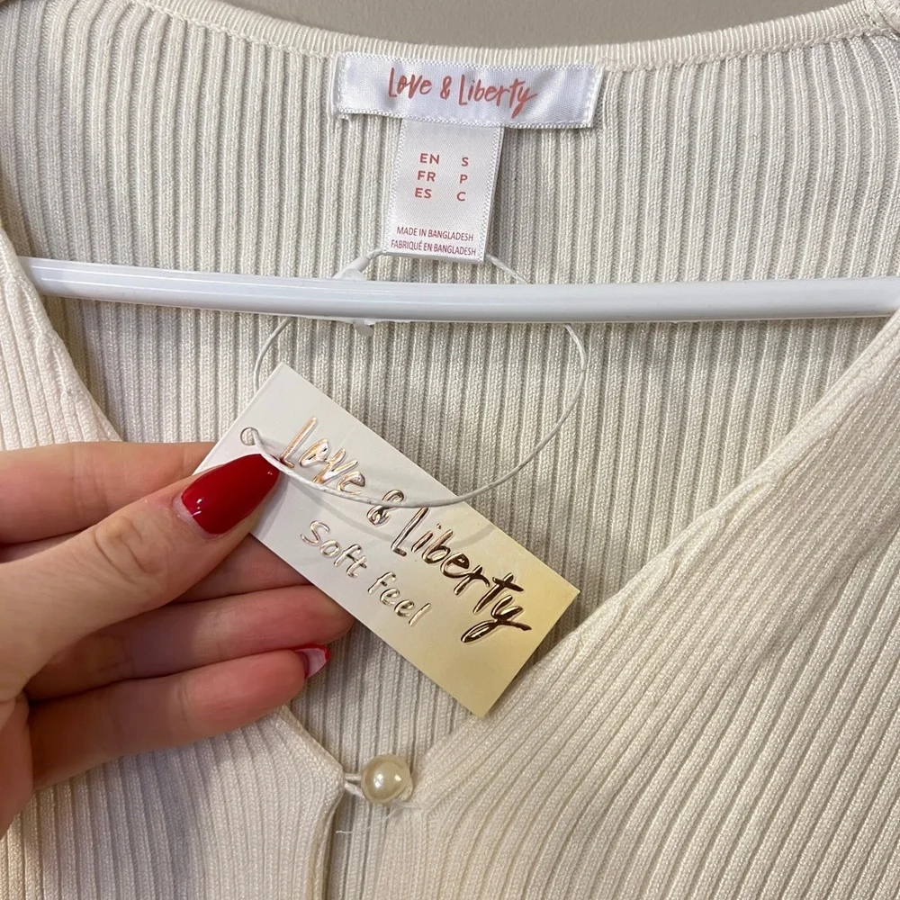 Cream Ribbed Button-Up Cardigan - Picture 3 of 3